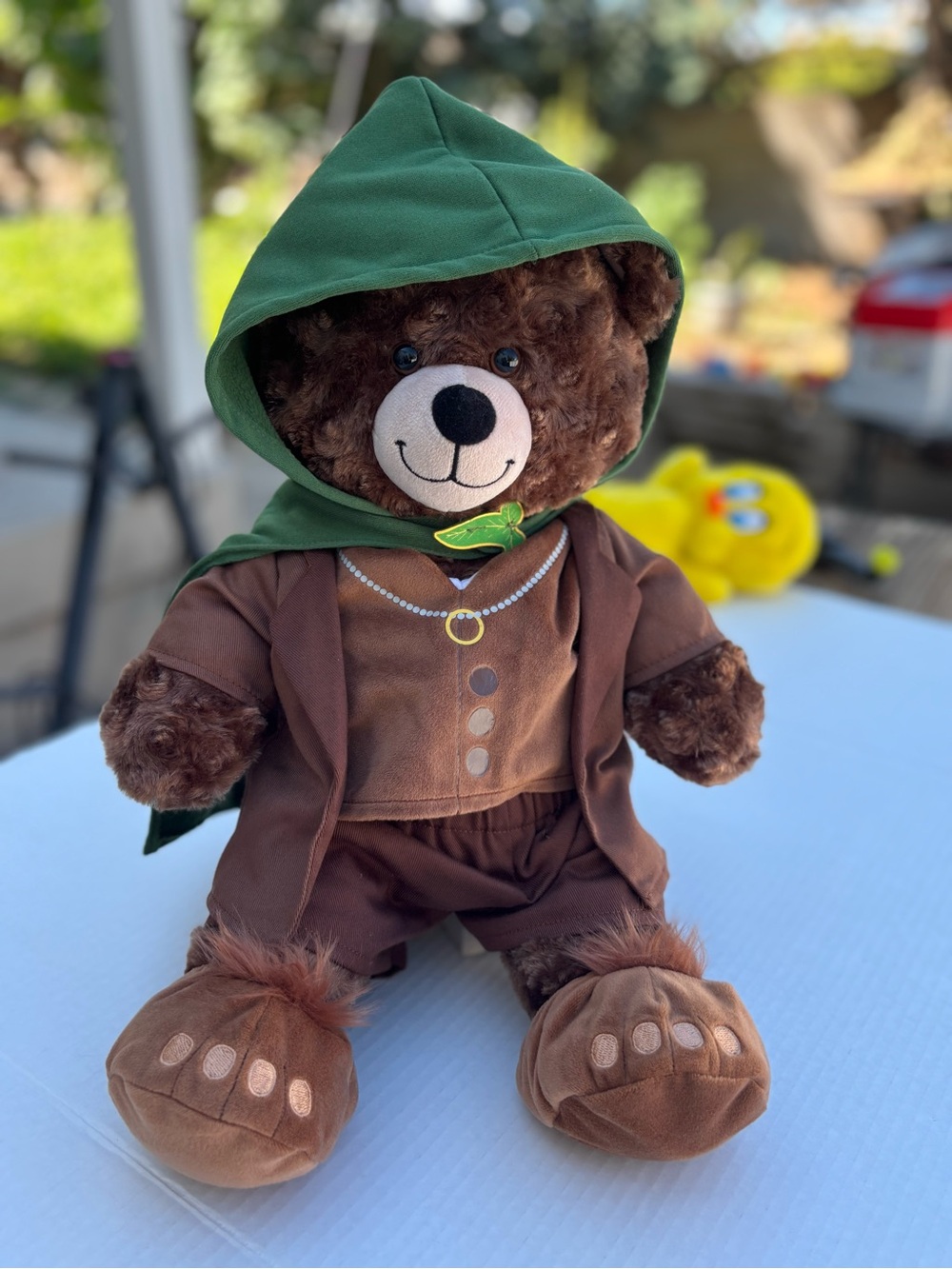 Build-A-Bear Brown Bear in Green Hooded Cloak